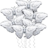 6 Pcs 42" Silver Butterfly Foil Balloons – Large Decorations for Birthday & Parties