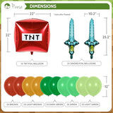 Pixel Gaming Birthday Decorations TNT, Sword Balloons & Party Supplies Kit