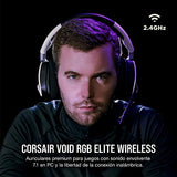 Corsair Void RGB Elite Wireless Gaming Headset 7.1 Surround Sound Omni-Directional Microphone Microfiber Mesh Earpads Up to 40ft Range iCUE