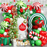 Christmas Balloon Arch Kit 106PCS Red Green White Latex Balloons Garland with Gift Box Candy Cane Merry Christmas Tree Gingerbread Foil Balloons for Xmas Holiday New Year Party Decortaions Supplies