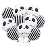 10Pc Halloween Foil Balloons – Happy Halloween with Skull Party Decorations