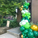 Green And Gold Balloons, 60 Pcs 12 Inches Dark Light Green Balloons Metallic Chrome Gold Confetti Balloon White Latex Ballons For Birthday Jungle Safari Theme Decorations