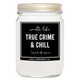 You Nique Designs True Crimes & Chill Scented Candle, 8 Oz, True Crime Gifts For Women, Serial Killer Gifts For Women, Crime Junkie Merch, All Natural Soy Vegan Candles (Lavender & Vanilla)