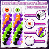2 Set Halloween Balloon Column Stand Kit with Eyeball Foil Balloons Garland Decor