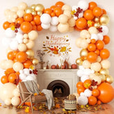 Fall Balloon Arch Kit: Orange, White, Gold Thanksgiving Decor (166pcs)
