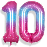 Starry Number 10 Foil Balloons: 10th Birthday Anniversary Decor