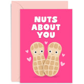 Old English Co. Funny Nuts About You Anniversary Card For Boyfriend Girlfriend - Cute Peanut Valentine Card For Husband Or Wife | Blank Inside With Envelope