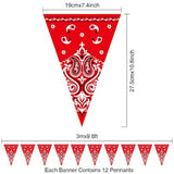 5 Pack Western Cowboy Party Decorations Bandana Pennant Banner Wild West Decor Western Cowboy Themed Yee Haw Country Party Decoration Supplies 9.8 X 5 Ft(Red Paisley)