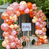 Pink Orange Double Stuffed Balloon Arch Pearl Latex Balloons for Birthday Baby Shower Party