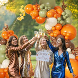 139PCS Fall Balloon Arch Kit with Orange Brown Green White Balloons for Autumn