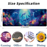 Adorable Dolphin Gaming Mouse Pad Extended Desk Computer Keyboard Laptop Vibrant Ocean Coral Mouse Pads For Home Office Work, Large Long Desk Mat Mousepad With Non-Slip Rubber Base 31.5×11.8Inch
