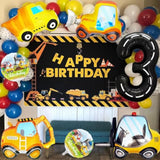 7 Pcs Construction Balloons 40" Number 3 Excavator Truck Bulldozer Birthday Decor