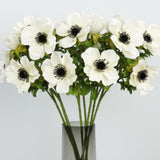 White Artificial Anemone Flowers 21.6" Faux Flowers Silk Flowers With Stems Realistic Fake Flowers For Decoration Faux Anemone Artificial Flowers Bulk Fo Home Wedding Bouquet 3Pack