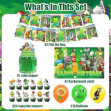 42Pcs Plants Zombies Party Supplies Pack Includes?Banner?Cake Topper?Blackdrop,Balloons For Plants Zombies Party Decoration