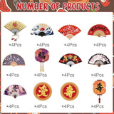Japanese Hibachi Party Decorations, 48Pcs Japanese Style Paper Fans Cupcake Toppers Cake Decor, Asian Baby Shower Wedding Birthday Party Supplies Cupcake Picks (Pre-Assembly)