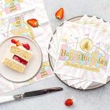 80 Pcs Princess Castle Birthday Paper Napkins Happiest Birthday On Earth Disposable Napkins Pink Pastel Rainbow Castle Napkins For Girls Birthday Party Supplies Table Decor