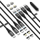 3 In 1 Magnetic C To C Cable - 4 Pack, 3.3Ft & 6.0Ft Pd 60W Fast Charger, Nylon Braided Cord For Type C/Microusb And I-Product