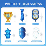 Happy Fathers Day Balloons 44Pcs Father's Day Blue Foil Balloons Banner Five Pointed Star Round Ball Tie Trophy Balloon Happy Fathers day Decorations for Party Supplies