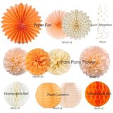 Fall Boho Birthday Decoration Set: Orange, Peach, & Beige (62pcs)