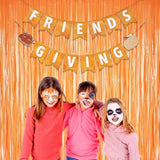 2 Pack Orange Foil Fringe Curtains Backdrop Tinsel Streamers for Party Decorations