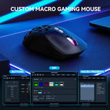 Wireless Gaming Mouse,Rechargeable Rgb Programmable Macro Mouse,10000 Dpi,Tri-Mode 2.4Ghz/Bt 5.0 With Wired,3.7V 500Mah Built-In Battery For Laptop Desktop Pc Macbook Chromebook - Black