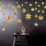Gold 3D Star Garland β Metallic Hanging Banner for Birthday, Wedding, Eid & Holiday Decor