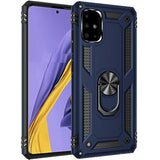 Heavy Duty Armor Case for Samsung Galaxy A51 4G Phone, 360 Metal Rotating Ring Kickstand Holder Magnetic Car Mount, Shockproof Full Body Cover with Anti-Fingerprint Soft Silicone Material, Blue