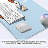 Cute Fat Duck Pattern Desk Mat,Cartoon Animal Game Mouse Pad,Blue Extended Desk Mat,Makeuptable Mat,Desk Writing Mat For Office Work Home For Girl Women(31.5''X15.7'', Blue&Doubt Duck)