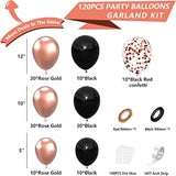 120PCS Black and Rose Gold Balloon Arch Kit for Weddings, Birthdays & Celebrations