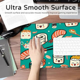 Cute Sushi And Ramen Large Gaming Mouse Pad,Japanese Food Desk Mat,31.5X11.8X0.12In Extended Non-Slip Rubber Teal Mousepad,Computer Deskmat Gifts,Laptop Mice Pads Decor For Home Office