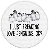 I Just Freaking Love Penguins Ok Small Mouse Pad 7.9X7.9 Inches,Washable Round Cloth Mousepad For Office Laptop Computer,Non-Slip Rubber Base Mouse Pads For Wireless Mouse,Penguin Lovers Girls Gift