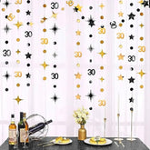 Black & Gold 30th Birthday Decorations – Star Garland, Streamers and Banner for Dirty 30 Party