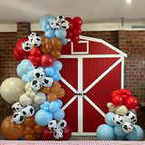 158PCS Red Blue Cow Balloon Garland Kit - Farm & Western Theme Party Decorations