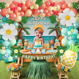 Tropical Balloon Garland Kit with Rose Gold & Blush Balloons, Palm Leaves for Party Decor