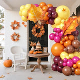 Fall Thanksgiving Balloon Arch Kit with Orange Brown Red Yellow Balloons for Party