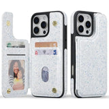 For Iphone 16 Pro Max Wallet Case With Card Holders,Pu Leather Double Magnetic Clasp Kickstand Trendy Girly Women Case For Iphone 16 Pro Max,Blue Flowers