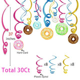 30pcs Donut Hanging Swirl Decorations for Kids Birthday, Baby Shower, Classroom