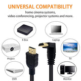 8K Hdmi Cable 2Feet, Hdmi 2.1 Cable 90 Degree Down Angle Hdmi Male To Male 8K