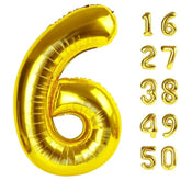 40 Inch Gold Balloon Number 6 Balloon,6 Foil Mylar Helium Large Digital Balloon Gold Birthday Numbers Jumbo Balloons 16Th Or 61St Anniversary Party Decorations Supplies