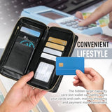 Crossbody Case For Iphone 16E 2025 Case Wallet, Rfid Blocking Leather Case With Card Holder Kickstand, Handbag Zipper Flip Cover With Wrist Strap For Iphone 16E Men Women 6.1", Black