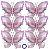 6 Pieces Purple Butterfly Balloons, Butterfly Foil Mylar Balloons,Butterflies Baby Shower Decoration For Butterflies Themed Party Wedding Birthday Party Baby Shower Decorations Supplies(Purple)