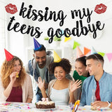 Kissing My Teens Goodbye Banner, Happy 20th Birthday Decorations, Funeral for My Youth/20&Fabulous, Happy 20 Years Old Birthday Anniversary Party Decoration Supplies