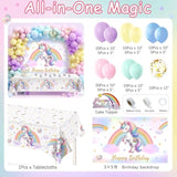 16ft Unicorn Balloon Arch Kit for Girls' Birthday, Rainbow Decor & Cake Topper