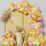143Pcs Lemon Balloon Arch Garland Kit Pastel Yellow Pink Lemon Yellow Balloons For Lemonade Birthday Party Main Squeeze Sunflower Sunshine Baby Shower Honeybee Theme Party Decorations