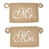 Mr And Mrs Chair Burlap Chair Banner Bride & Groom Chair Signs Garland For Vintage Rustic Wedding Decorations, Engagement Party Supplies"