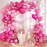 150PCS Pink Balloon Garland Kit Hot Pink, Magenta & Hearts for Birthday and Party Decor