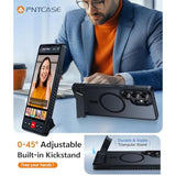 For Samsung Galaxy S25-Ultra Case: Magnetic Translucent Matte Phone Cover With Kickstand Military Grade Shockproof Protective Drop Protection Stand Phonecase Slim Rugged - 6.9 Inch (Black)