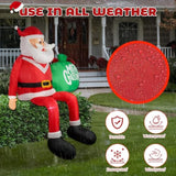 Christmas Inflatable Santa Claus, Outdoor Decorations Sitting Santa Claus Build-In Led Lights, Blow Up Santa Carrying Gi
