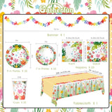 Tropical Luau Party Supplies Kit For 25 - Aloha Hawaiian Party Decorations With Disposable Paper Plates, Napkins, Cups, Tablecloth, And Banner | Bbqs & Summer Party