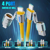 4-In-1 Multi Usb C Charging Cable Cord Fast Charge 240W, Usb A/C To Usb C/L, Chubby Cable C Compatible With Iphone Ipad Samsung Macbook Tablets All Devices, Camping & Travel Essentials (1Pack, 5Ft)